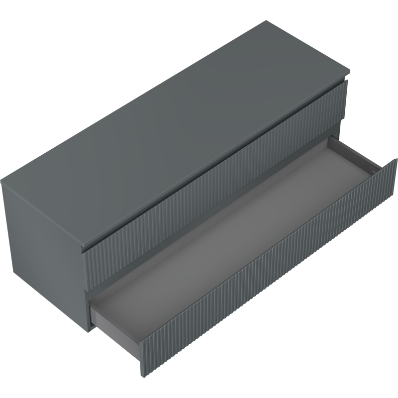 Mexen Rivel dulap baie pentru chiuvetă 140 cm cu blat, 2 sertare, canelat, grafit mat - 91A20-14047-2-BFFC66