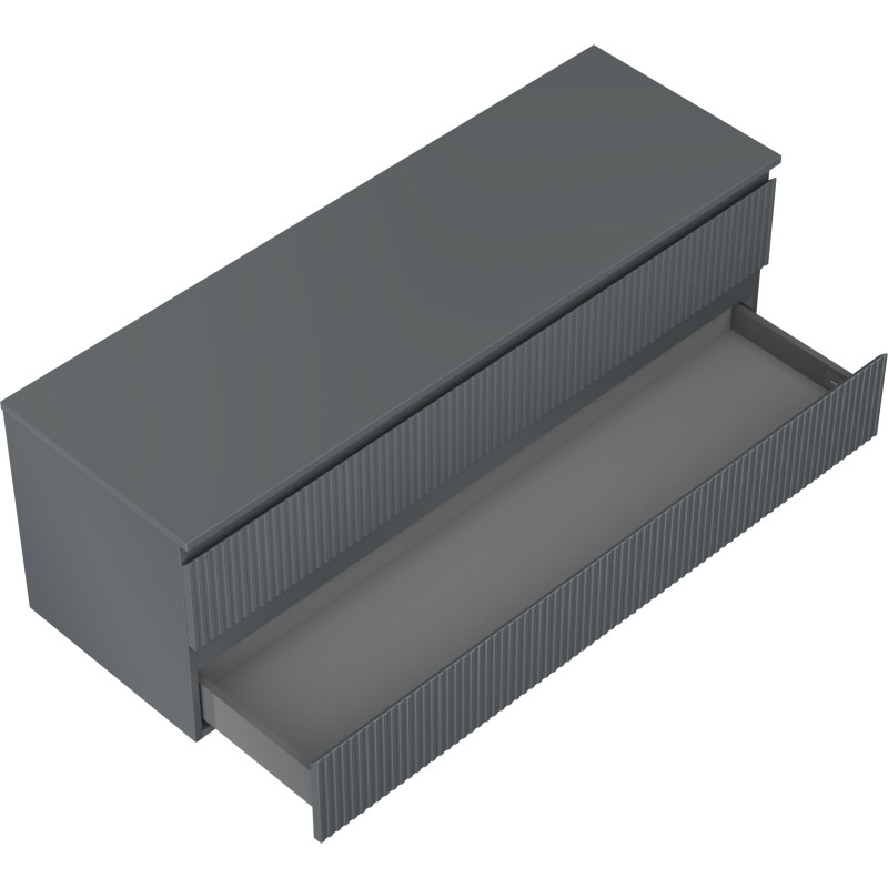 Mexen Rivel dulap baie sub chiuvetă 140 cm cu blat, 2 sertare, canelat, grafit mat - 91A20-14047-2-BFFC66