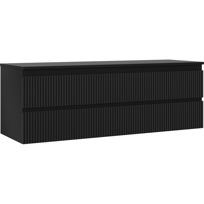 Mexen Rivel dulap pentru baie sub lavoar 140 cm cu blat, 2 sertare, cu rifluri, negru mat - 91A20-14047-2-BFFC71