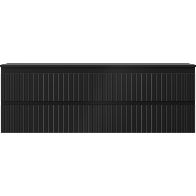 Mexen Rivel dulap de baie sub chiuvetă 140 cm cu blat, 2 sertare, canelat, negru mat - 91A20-14047-2-BFFC71