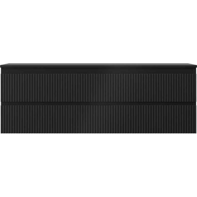 Mexen Rivel dulap pentru baie sub lavoar 140 cm cu blat, 2 sertare, cu rifluri, negru mat - 91A20-14047-2-BFFC71