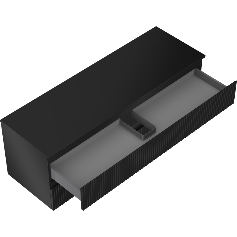 Mexen Rivel dulap de baie sub chiuvetă 140 cm cu blat, 2 sertare, canelat, negru mat - 91A20-14047-2-BFFC71