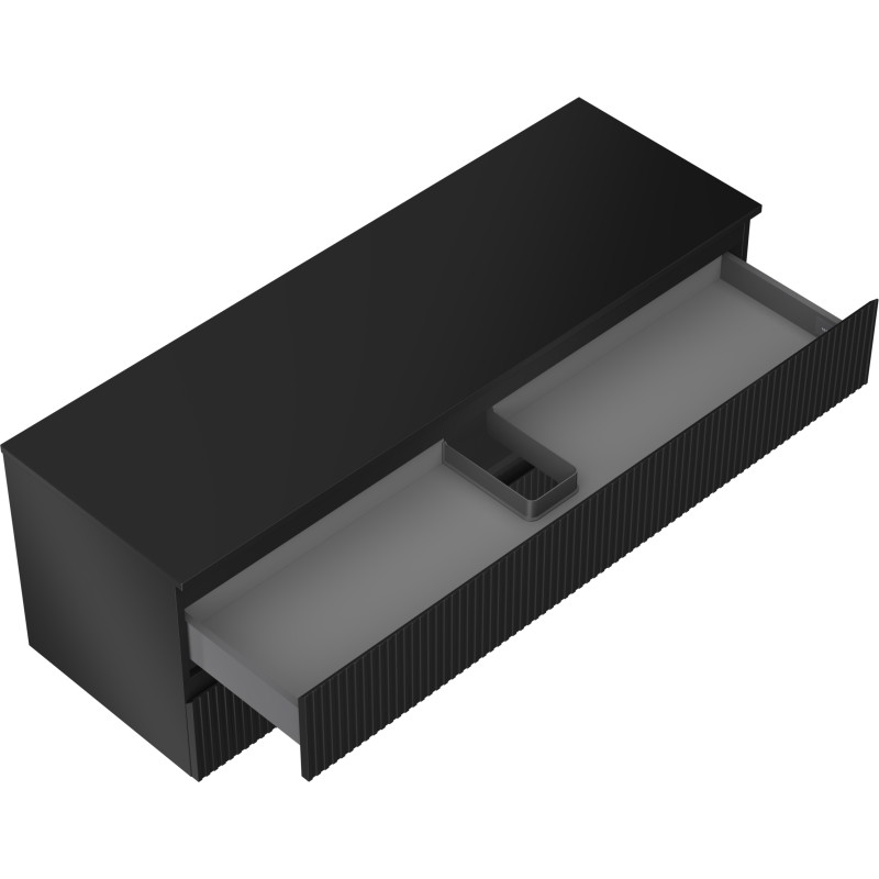 Mexen Rivel dulap pentru baie sub lavoar 140 cm cu blat, 2 sertare, cu rifluri, negru mat - 91A20-14047-2-BFFC71
