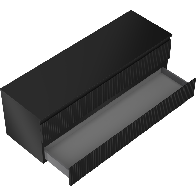 Mexen Rivel dulap de baie sub chiuvetă 140 cm cu blat, 2 sertare, canelat, negru mat - 91A20-14047-2-BFFC71