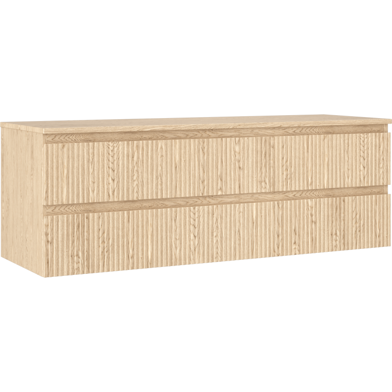 Mexen Rivel dulap baie sub chiuvetă de 140 cm cu blat, 2 sertare, riflat, stejar - 91A20-14047-2-BFFC81