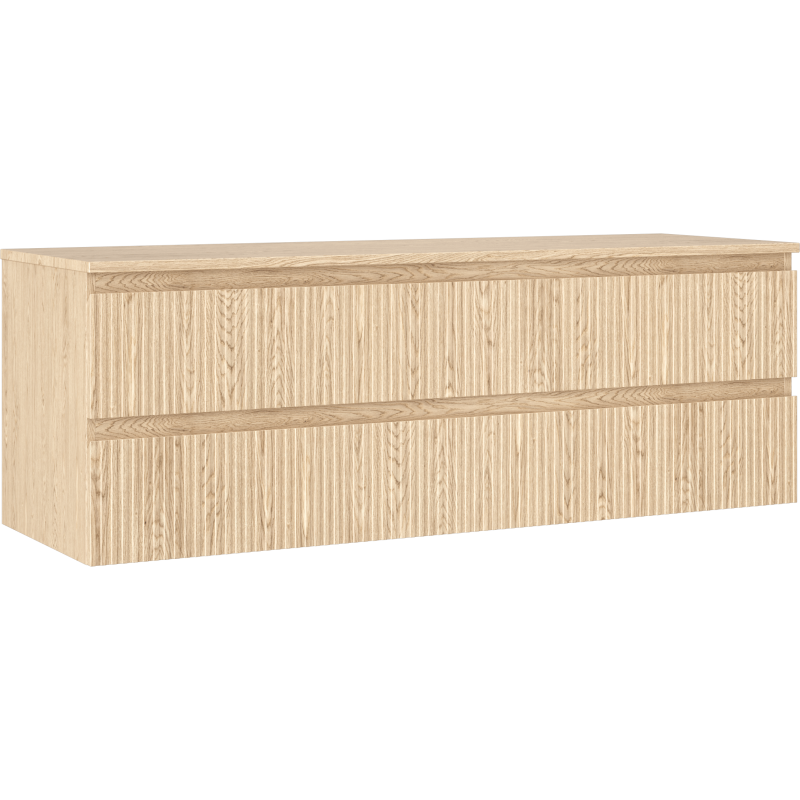 Mexen Rivel dulap baie sub lavoar 140 cm cu blat, 2 sertare, canelat, stejar - 91A20-14047-2-BFFC81