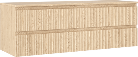 Mexen Rivel 140 cm-es fürdőszobai szekrény mosdó alá, munkalappal, 2 fiókkal, bordázott, tölgy - 91A20-14047-2-BFFC81