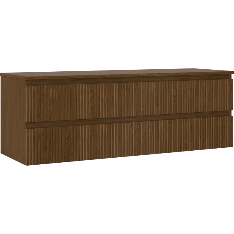 Mexen Rivel dulap baie sub chiuvetă 140 cm cu blat, 2 sertare, canelat, nuc - 91A20-14047-2-BFFC86