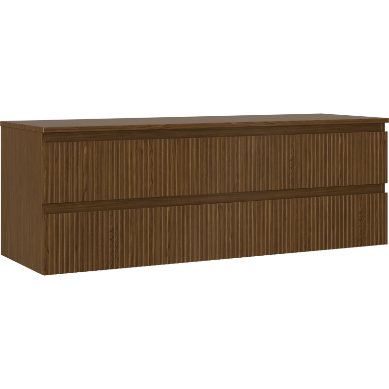 Mexen Rivel fürdőszobai mosdó alatti szekrény 140 cm, munkalappal, 2 fiókos, bordázott, dió - 91A20-14047-2-BFFC86