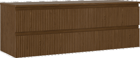 Mexen Rivel dulap baie sub lavoar 140 cm cu blat, 2 sertare, riflat, nuc - 91A20-14047-2-BFFC86