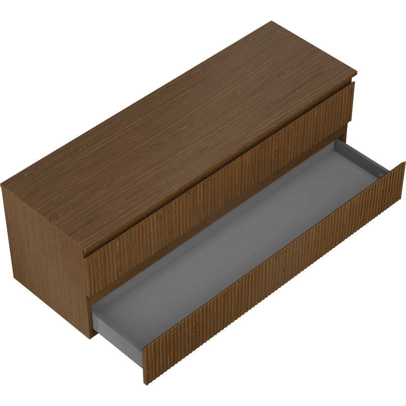 Mexen Rivel dulap baie sub chiuvetă 140 cm cu blat, 2 sertare, canelat, nuc - 91A20-14047-2-BFFC86