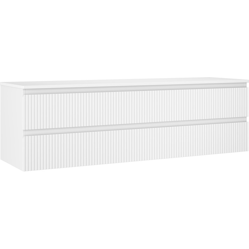 Mexen Rivel dulap baie pentru chiuvetă 160 cm cu blat, 2 sertare, canelat, alb mat - 91A20-16047-2-BFFC01
