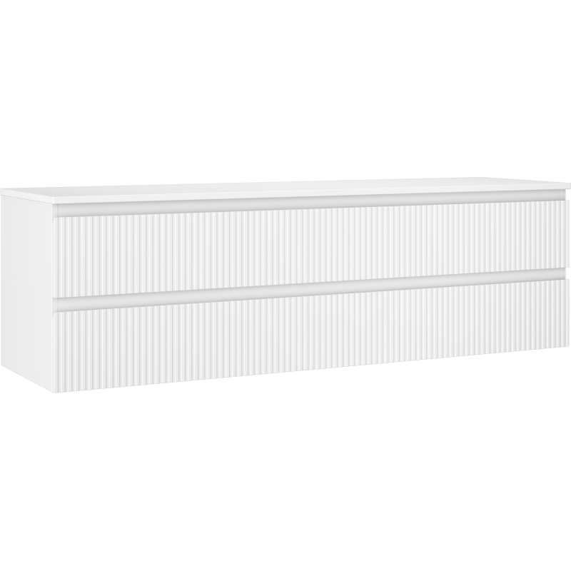 Mexen Rivel dulap baie sub lavoar 160 cm cu blat, 2 sertare, canelat, alb mat - 91A20-16047-2-BFFC01