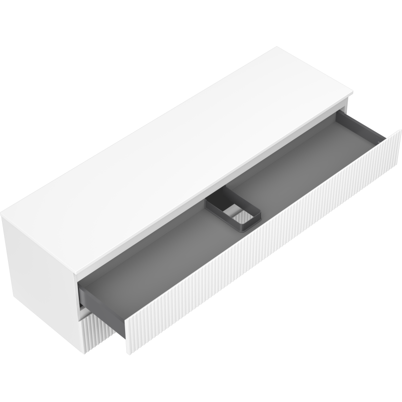 Mexen Rivel dulap baie sub lavoar 160 cm cu blat, 2 sertare, canelat, alb mat - 91A20-16047-2-BFFC01