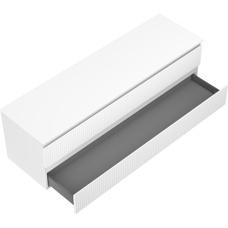 Mexen Rivel dulap baie pentru chiuvetă 160 cm cu blat, 2 sertare, canelat, alb mat - 91A20-16047-2-BFFC01