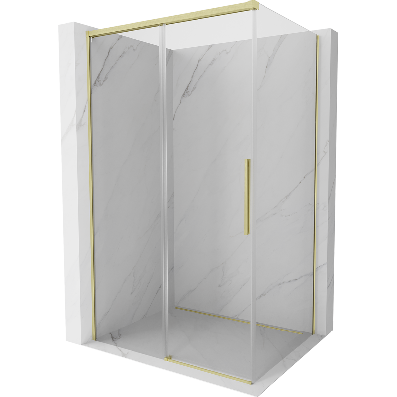 Cabină de duș culisantă Mexen Rox 120 x 90 cm, transparentă, aurie periată - 8C2-120-090-55-00