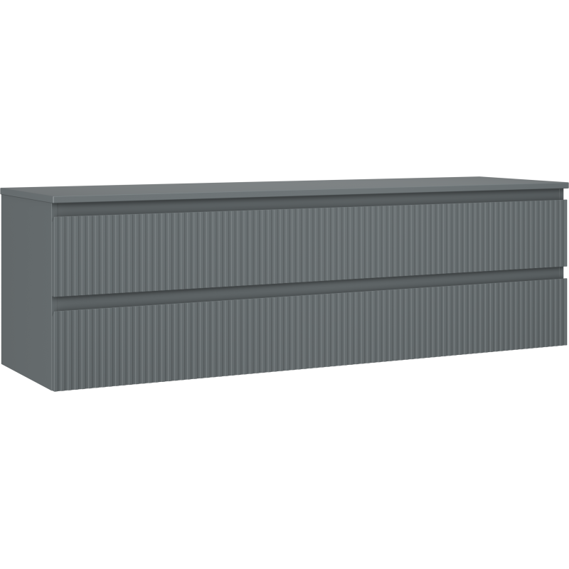 Mexen Rivel dulap baie pentru lavoar 160 cm cu blat, 2 sertare, canelat, grafit mat - 91A20-16047-2-BFFC66