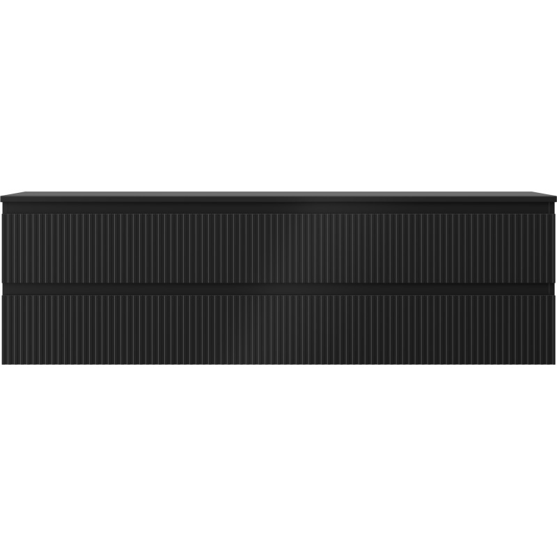 Mexen Rivel 160 cm-es mosdópultos fürdőszobaszekrény, 2 fiókos, bordázott, fekete matt - 91A20-16047-2-BFFC71