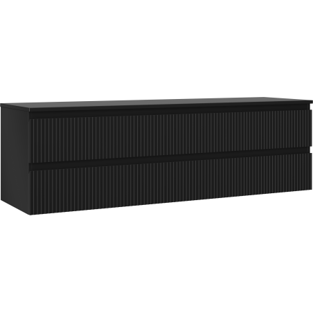 Mexen Rivel dulap baie cu blat pentru lavoar 160 cm, 2 sertare, canelat, negru mat - 91A20-16047-2-BFFC71