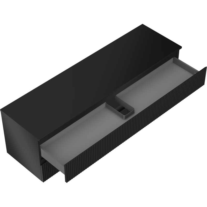 Mexen Rivel dulap baie cu blat pentru lavoar 160 cm, 2 sertare, canelat, negru mat - 91A20-16047-2-BFFC71