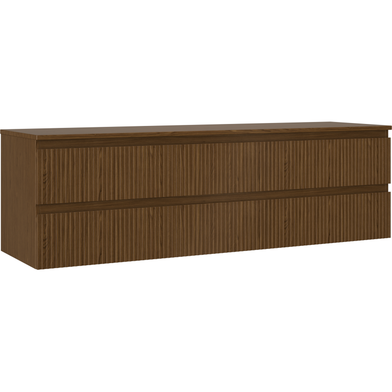 Mexen Rivel fürdőszobai mosdószekrény 160 cm munkalappal, 2 fiókos, bordázott, dió - 91A20-16047-2-BFFC86