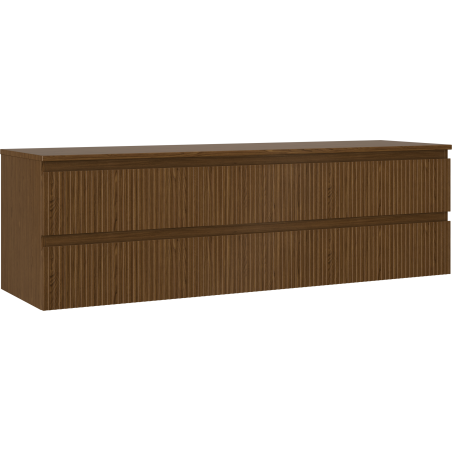 Mexen Rivel dulap de baie sub chiuvetă 160 cm cu blat, 2 sertare, canelurat, nuc - 91A20-16047-2-BFFC86