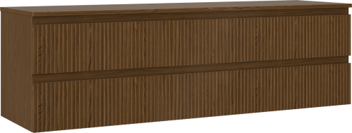 Mexen Rivel dulap de baie sub chiuvetă 160 cm cu blat, 2 sertare, canelurat, nuc - 91A20-16047-2-BFFC86