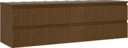 Mexen Rivel fürdőszobai mosdószekrény 160 cm munkalappal, 2 fiókos, bordázott, dió - 91A20-16047-2-BFFC86