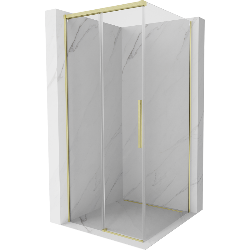 Mexen Rox cabină de duș glisantă 95 x 95 cm, transparentă, auriu periat - 8C2-095-095-55-00