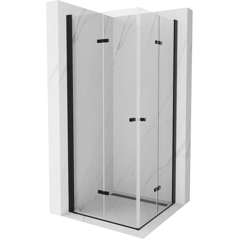 Mexen Lima Duo cabină de duș pliabilă 70 x 70 cm, transparent, Neagră - 856-070-070-70-00-02