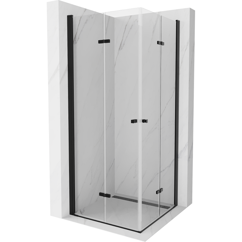 Mexen Lima Cabină de duș Duo pliabilă 100 x 100 cm, transparentă, neagră - 856-100-100-70-00-02