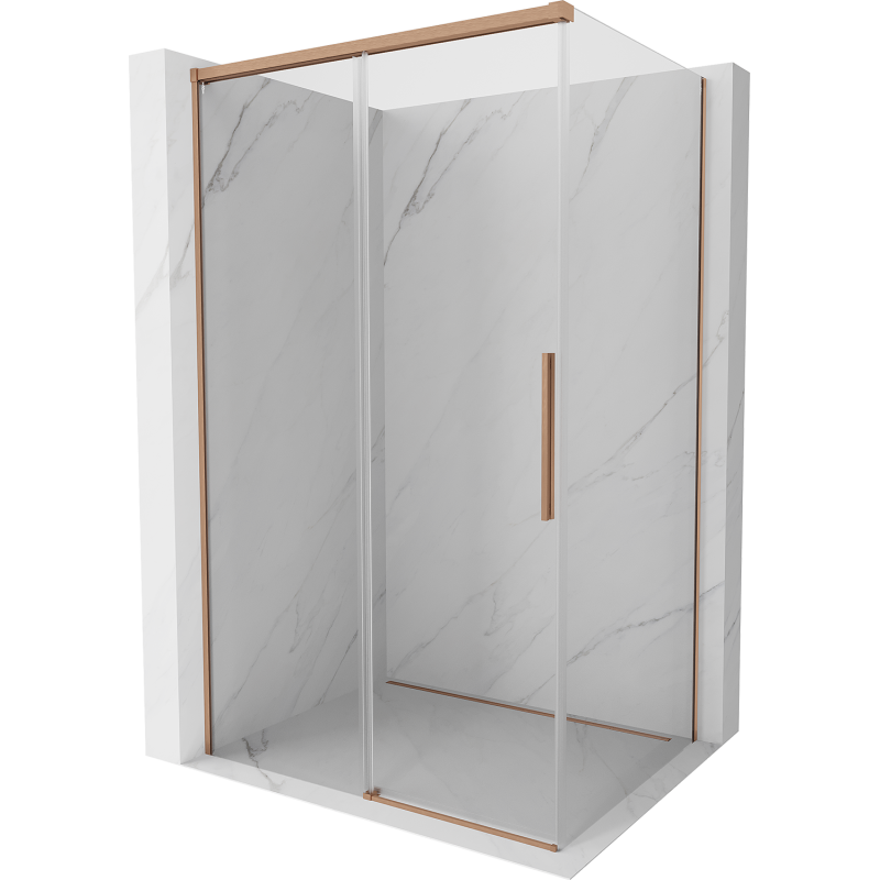 Cabină de duș glisantă Mexen Rox 140 x 110 cm, transparentă, cupru periat - 8C2-140-110-65-00