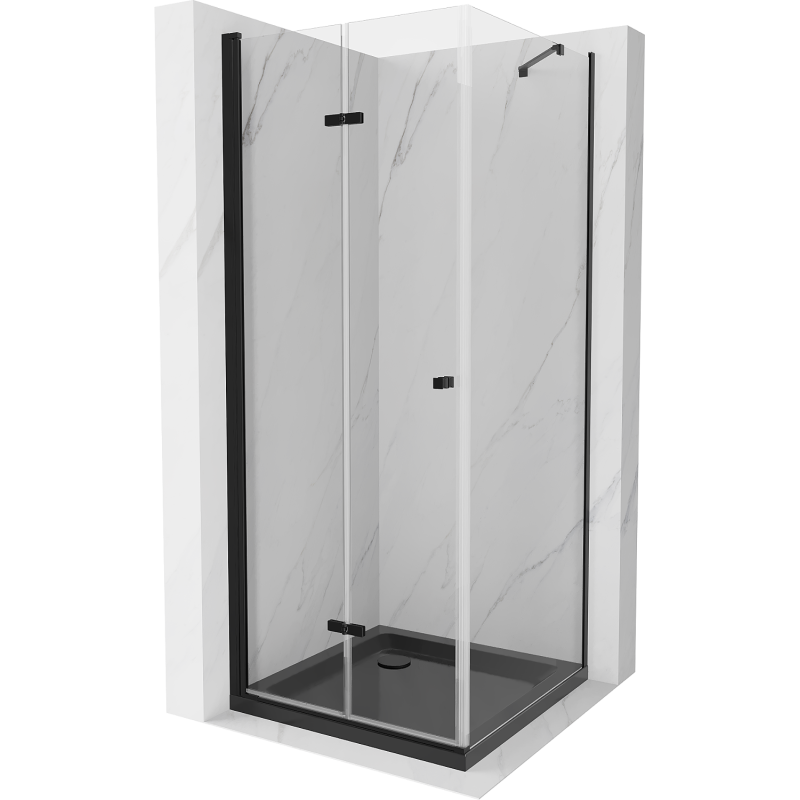 Mexen Lima cabină de duș pliabilă 80 x 80 cm, transparent, negru + cadă Flat, negru - 856-080-080-70-00-4070B