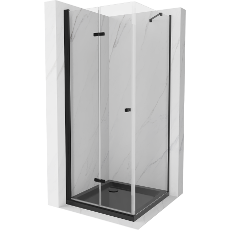 Mexen Lima cabină de duș pliabilă 80 x 80 cm, transparent, negru + cadă Flat, negru - 856-080-080-70-00-4070B