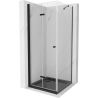 Mexen Lima cabină de duș pliabilă 80 x 80 cm, transparent, Neagră + cadă de duș Flat, Neagră - 856-080-080-70-00-4070B