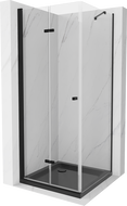 Mexen Lima cabina de duș pliabilă 80 x 80 cm, transparentă, neagră + cadă Flat, neagră - 856-080-080-70-00-4070B