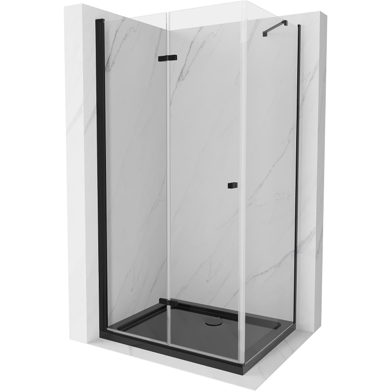 Mexen Lima cabină de duș pliabilă 90 x 100 cm, transparent, Neagră + cadă de duș Flat, Neagră - 856-090-100-70-00-4070B