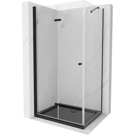 Mexen Lima cabina de duș pliabilă 100 x 80 cm, transparentă, neagră + cadă Flat, neagră - 856-100-080-70-00-4070B