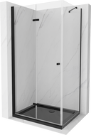 Mexen Lima cabină de duș pliabilă 100 x 80 cm, transparent, Neagră + cadă de duș Flat, Neagră - 856-100-080-70-00-4070B
