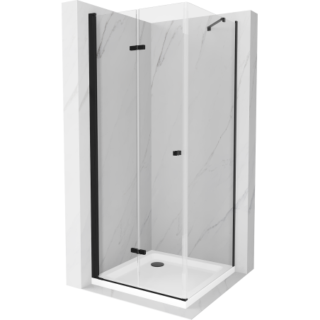 Mexen Lima cabină de duș pliabilă 80 x 80 cm, transparent, negru + cadă Flat, alb - 856-080-080-70-00-4010B
