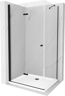 Mexen Lima cabină de duș pliabilă 80 x 110 cm, transparent, Neagră + cadă de duș Flat, Albă - 856-080-110-70-00-4010B