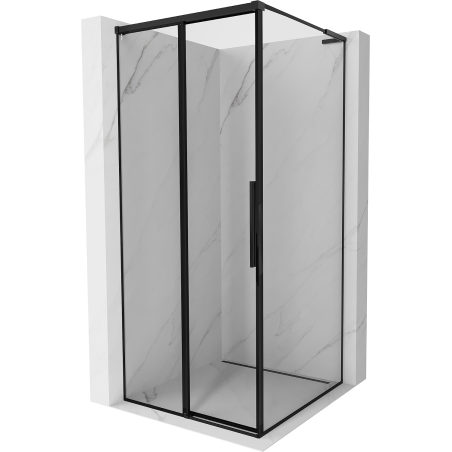 Mexen Rox L tolóajtós, balos zuhanykabin 95 x 95 cm, fekete keret, fekete - 8C2L-095-095-70-70-L