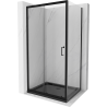 Mexen Apia 130 x 100 cm-es tolóajtós zuhanykabin, átlátszó, fekete + Flat zuhanytálca, fekete - 840-130-100-70-00-4070B