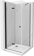 Mexen Lima cabină de duș pliabilă 100 x 100 cm, transparent, Neagră + cadă de duș Flat, Albă - 856-100-100-70-00-4010B