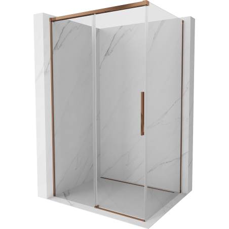 Cabină de duș glisantă Mexen Rox 125 x 80 cm, transparentă, aur roz - 8C2-125-080-60-00