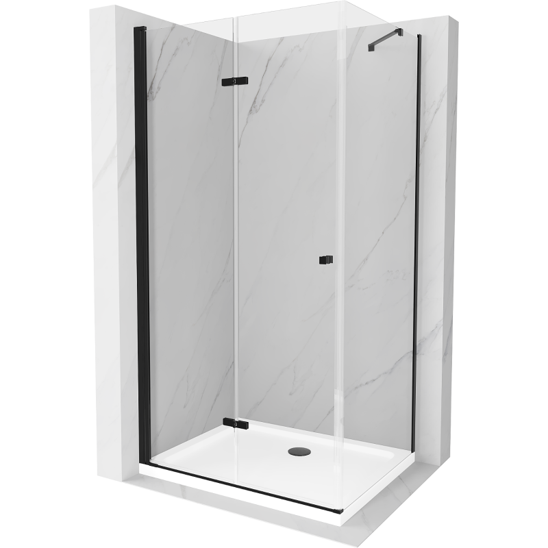 Mexen Lima cabină de duș pliabilă 120 x 70 cm, transparent, Neagră + cadă de duș Flat, Albă - 856-120-070-70-00-4010B