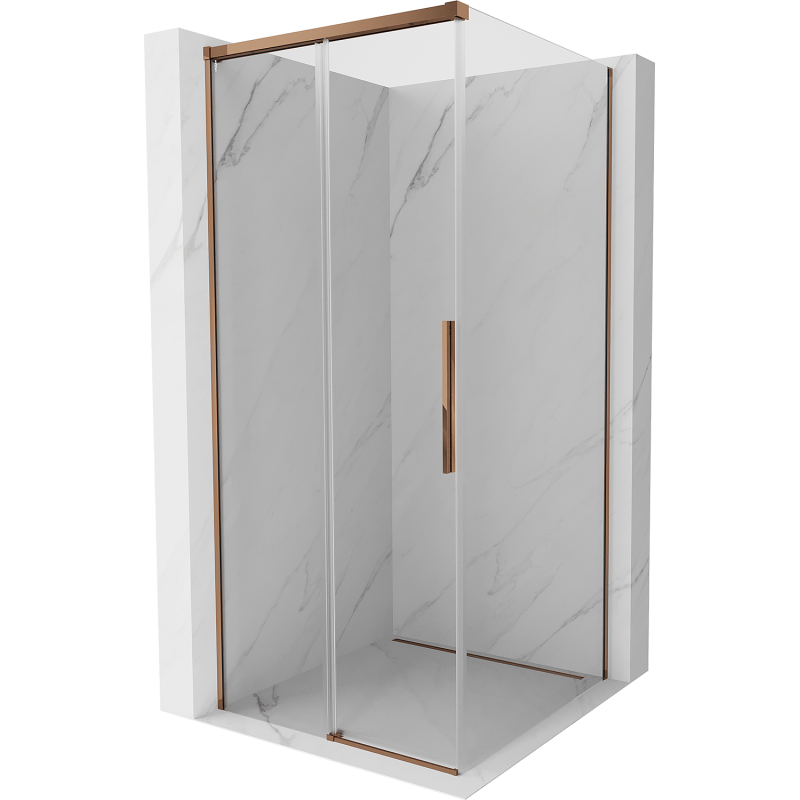 Cabină de duș culisantă Mexen Rox 90 x 90 cm, transparentă, aur roz - 8C2-090-090-60-00