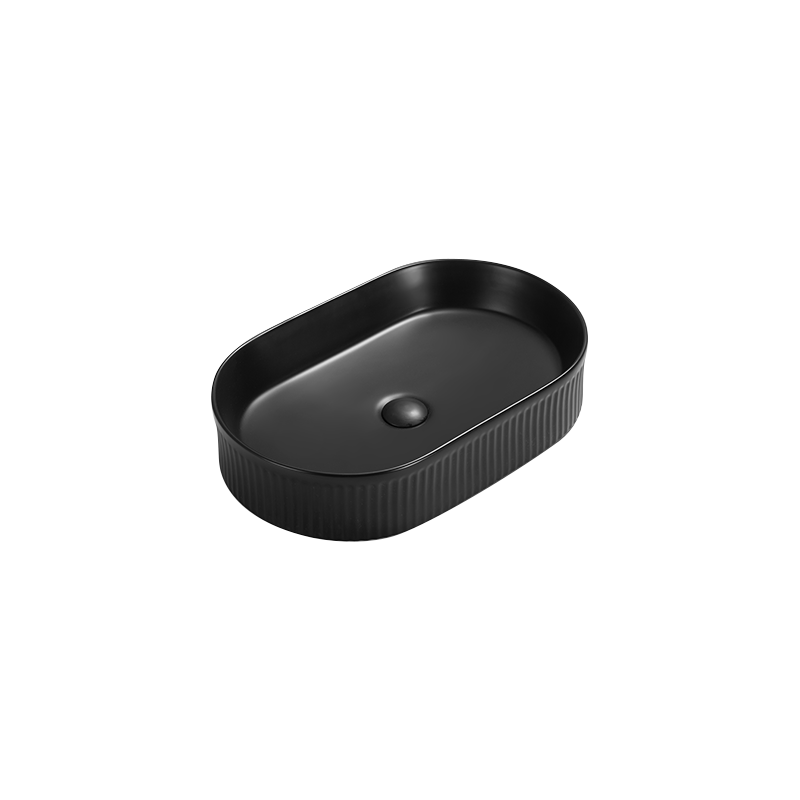 Mexen Grovo lavoar deasupra blatului cu caneluri 57 x 36 cm, negru mat - 22305785