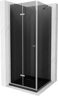Mexen Lima cabina de duș pliabilă 80 x 80 cm, grafit, crom + cadă de duș Flat, negru - 856-080-080-01-40-4070