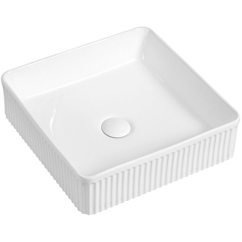 Mexen Grovo chiuvetă deasupra blatului striată 37 x 37 cm, albă - 22303700